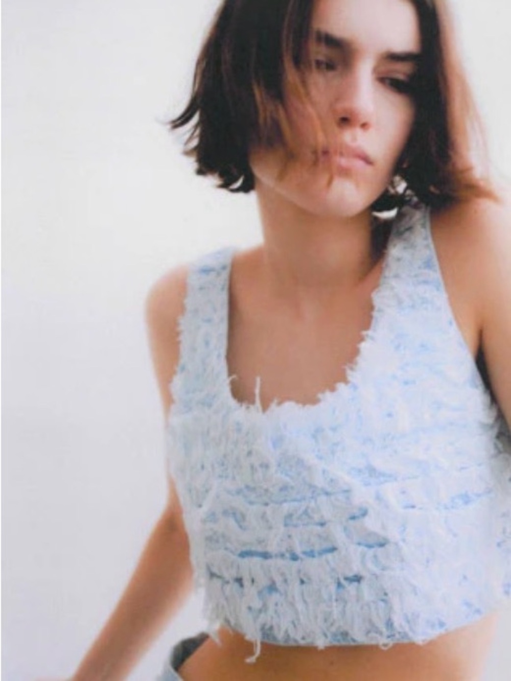KseniaSchnaider + DL1961 Tank Top in Denim Fur Size L $249 - Picture 3 of 6